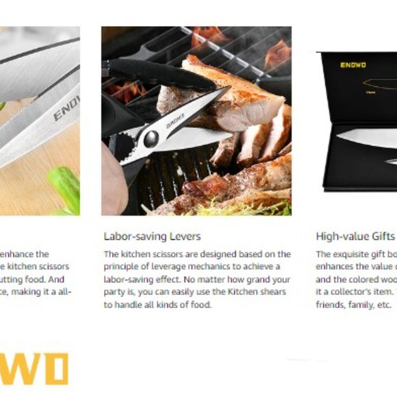 ENOWO:  2 pc  "MINIMALIST" - KNIFE & SCISSORS SET (Black) - Picture 9 of 9